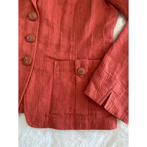 Coldwater Creek Lane Burnt Orange‎ 3 Button Textured Blazer Womens Sz 120 - Picture 4 of 10